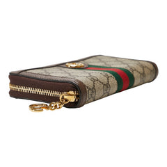 グッチ オフィディア GGスプリーム ラウンドファスナー 長財布 523154 ベージュ マルチカラー PVC レザー レディース GUCCI 【中古】