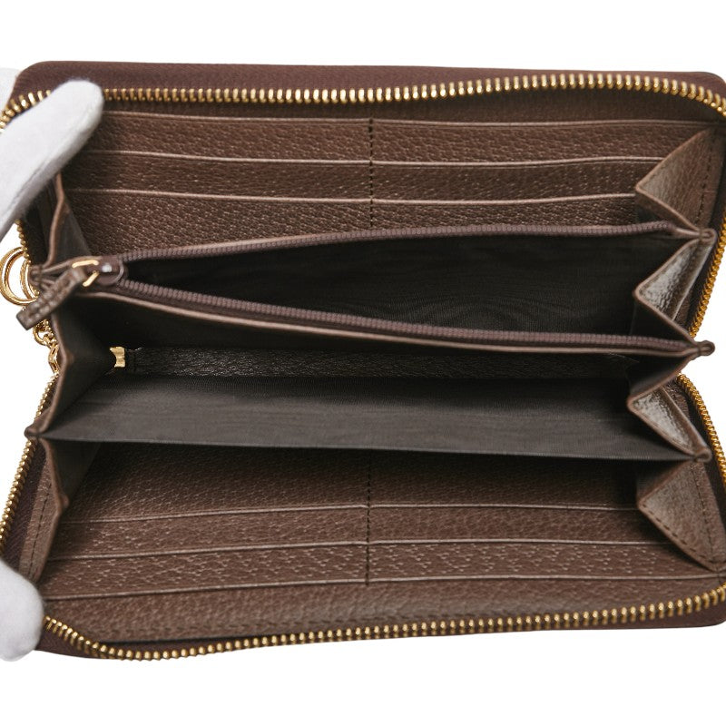 グッチ オフィディア GGスプリーム ラウンドファスナー 長財布 523154 ベージュ マルチカラー PVC レザー レディース GUCCI 【中古】