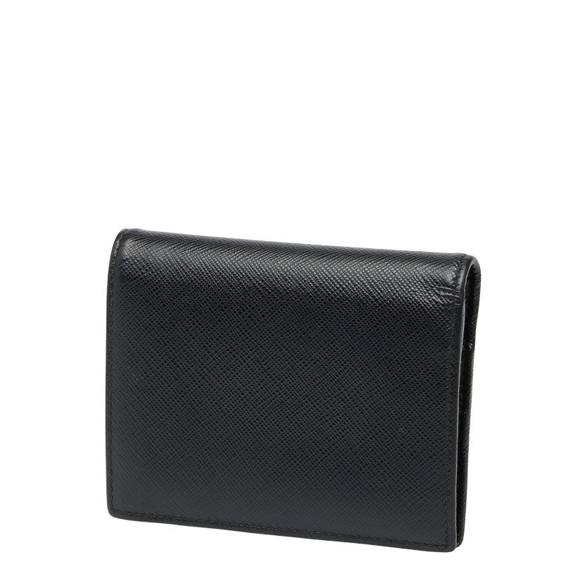 プラダ 二つ折り財布 ブラック サフィアーノレザー レディース PRADA 【中古】