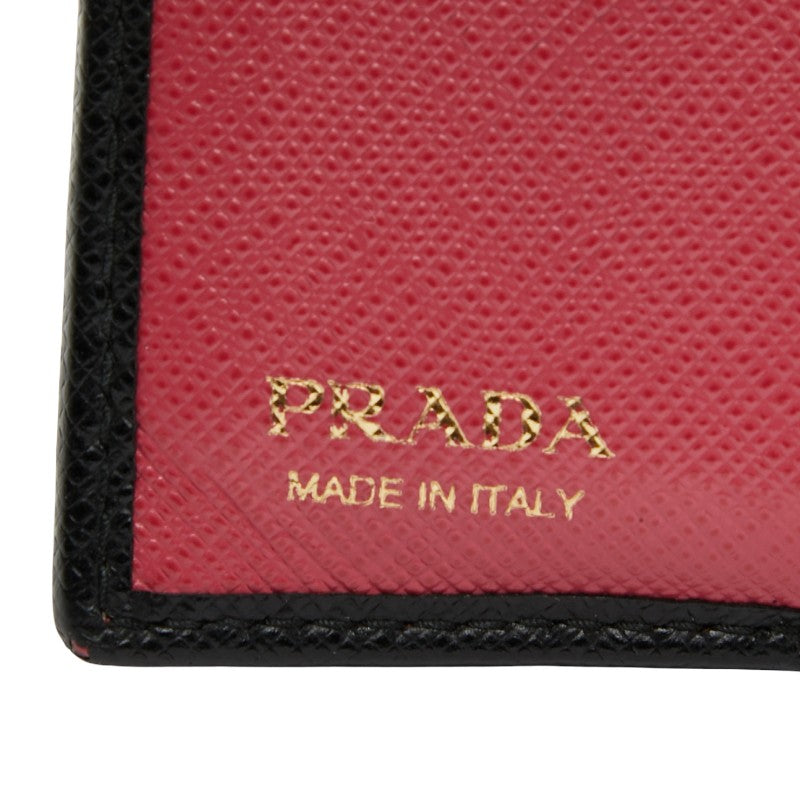 プラダ 二つ折り財布 ブラック サフィアーノレザー レディース PRADA 【中古】