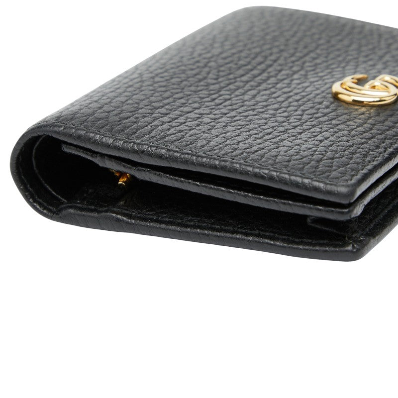 グッチ GGマーモント 二つ折り財布 456126 ブラック レザー レディース GUCCI 【中古】