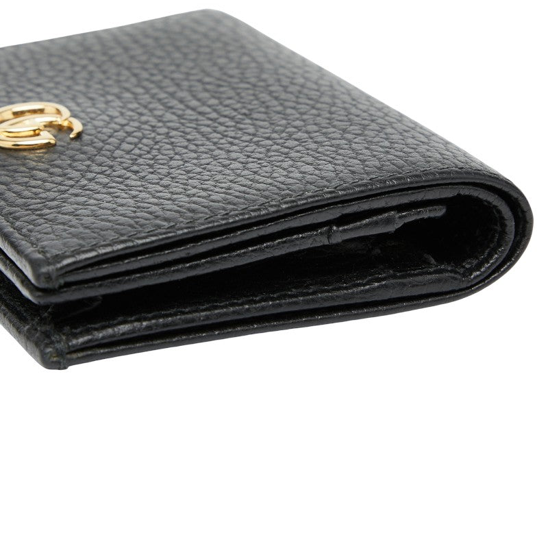 グッチ GGマーモント 二つ折り財布 456126 ブラック レザー レディース GUCCI 【中古】