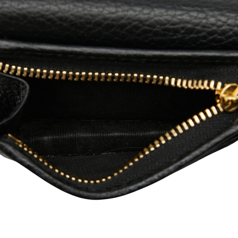 グッチ GGマーモント 二つ折り財布 456126 ブラック レザー レディース GUCCI 【中古】