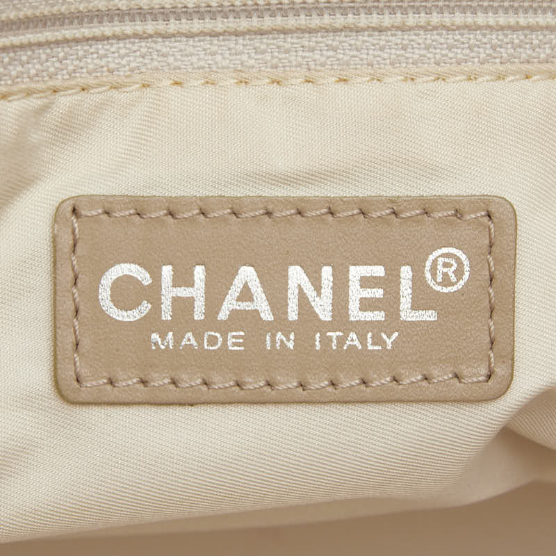 シャネル ニュートラベルライン トートバッグ ベージュ ピンク ナイロン レザー レディース CHANEL 【中古】