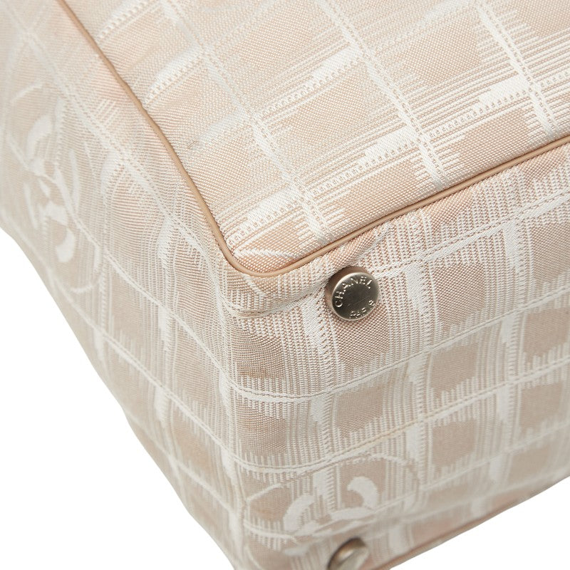 シャネル ニュートラベルライン トートバッグ ベージュ ピンク ナイロン レザー レディース CHANEL 【中古】