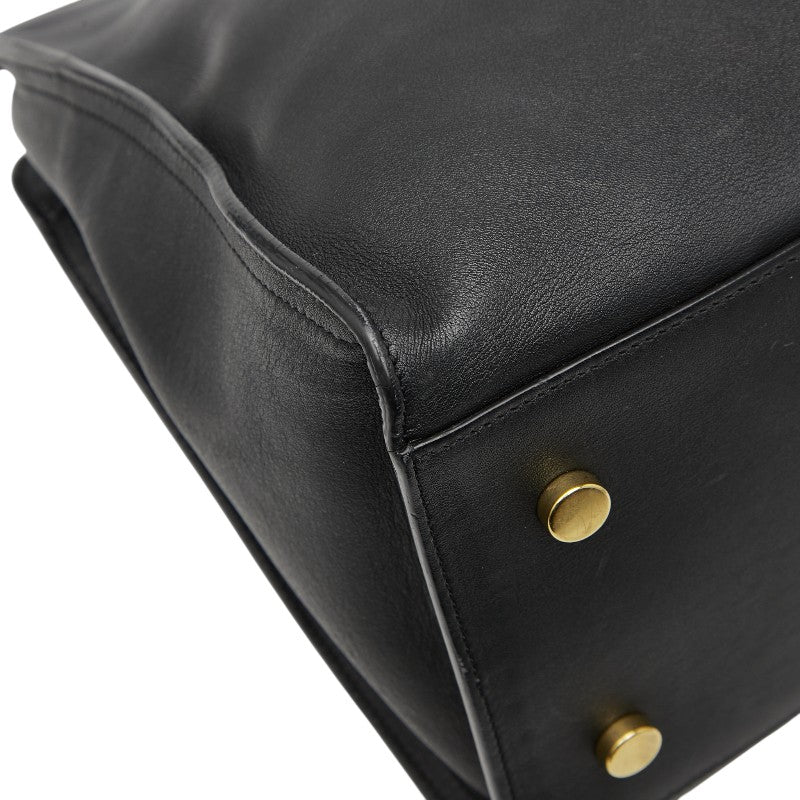 サンローラン ベイビーカバス ハンドバッグ ショルダーバッグ 2WAY 394461 ブラック レザー レディース SAINT LAURENT 【中古】