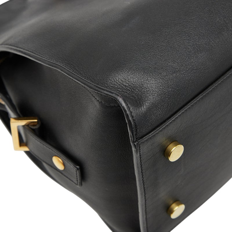 サンローラン ベイビーカバス ハンドバッグ ショルダーバッグ 2WAY 394461 ブラック レザー レディース SAINT LAURENT 【中古】