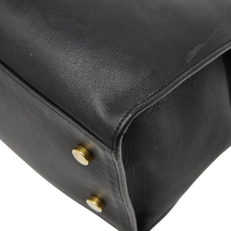 サンローラン ベイビーカバス ハンドバッグ ショルダーバッグ 2WAY 394461 ブラック レザー レディース SAINT LAURENT 【中古】
