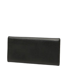 プラダ 三角ロゴプレート 長財布 ブラック レザー レディース PRADA 【中古】