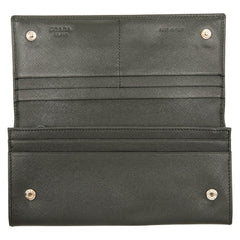 プラダ 三角ロゴプレート 長財布 ブラック レザー レディース PRADA 【中古】
