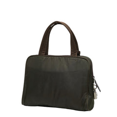 プラダ 三角ロゴプレート ハンドバッグ カーキ ブラウン ナイロン レザー レディース PRADA 【中古】