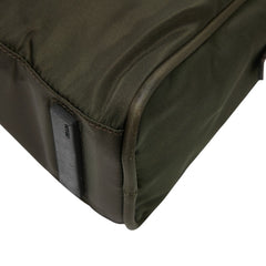 プラダ 三角ロゴプレート ハンドバッグ カーキ ブラウン ナイロン レザー レディース PRADA 【中古】