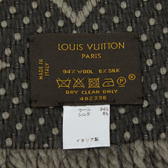 ルイ ヴィトン エシャルプ ロゴマニア マフラー グレー ウール シルク レディース LOUIS VUITTON 【中古】