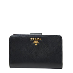 プラダ 二つ折り財布 ネイビー サフィアーノレザー レディース PRADA 【中古】