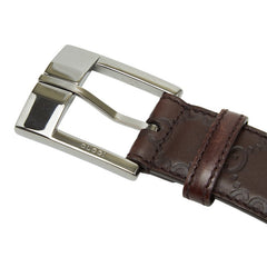 グッチ グッチシマ ベルト サイズ95・38 146413 ダークブラウン シルバー レザー メンズ GUCCI 【中古】