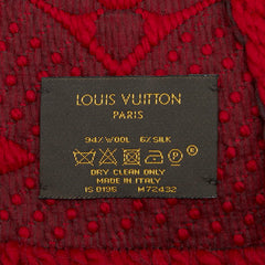 ルイ ヴィトン エシャルプ ロゴマニア マフラー M72432 レッド ウール シルク レディース LOUIS VUITTON 【中古】