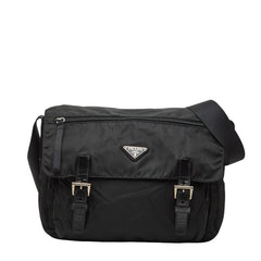 プラダ 三角ロゴプレート ショルダーバッグ ブラック ナイロン レディース PRADA 【中古】