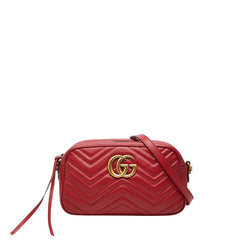 グッチ GGマーモント キルティング チェーン ショルダーバッグ 447632 レッド レザー レディース GUCCI 【中古】