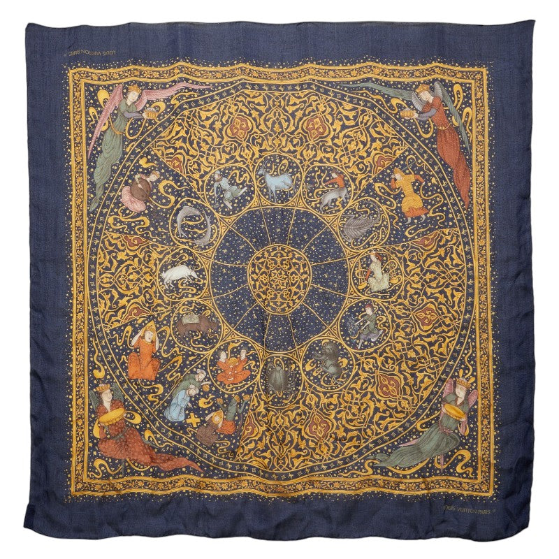 ルイ ヴィトン 12星座 スカーフ ネイビー マルチカラー シルク レディース LOUIS VUITTON 【中古】