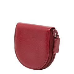 プラダ 三角ロゴプレート コインケース 小銭入れ レッド サフィアーノレザー レディース PRADA 【中古】