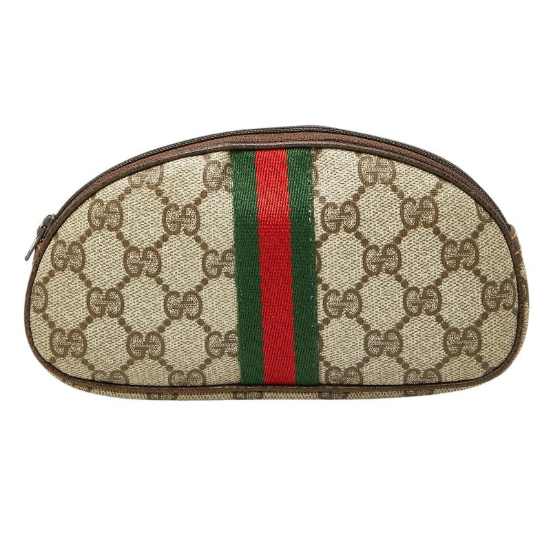 グッチ シェリーライン GGシュプリーム オールドグッチ ビンテージ ポーチ ベージュ PVC レディース GUCCI 【中古】