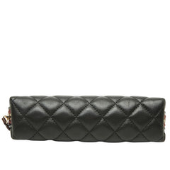 シャネル マトラッセ ココマーク コスメ ポーチ ブラック ラムスキン レディース CHANEL 【中古】