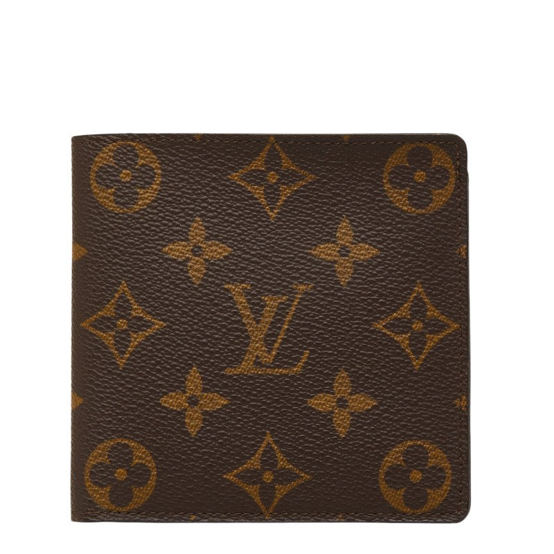 ルイ ヴィトン モノグラム ポルトフォイユ マルコ 旧型 二つ折り財布 M61675 ブラウン PVC レザー レディース LOUIS VUITTON 【中古】