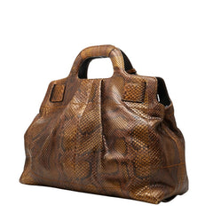 サルヴァトーレフェラガモ ガンチーニ パイソン ハンドバッグ ショルダーバッグ 2WAY ブラウン レザー レディース Salvatore Ferragamo 【中古】