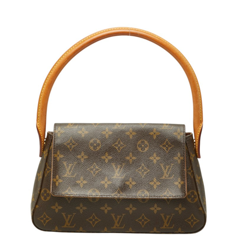ルイ ヴィトン モノグラム ミニルーピング ショルダーバッグ ハンドバッグ M51147 ブラウン PVC レザー レディース LOUIS VUITTON 中古