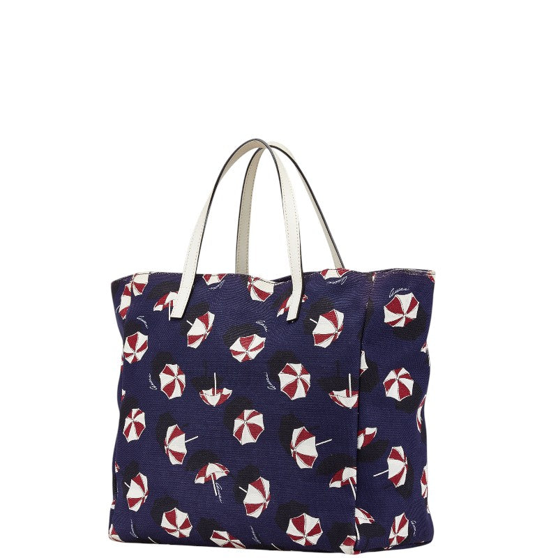 グッチ 傘 アンブレラ トートバッグ ハンドバッグ 282439 ネイビー マルチカラー キャンバス レザー レディース GUCCI 【中古】