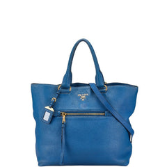 プラダ ハンドバッグ ショルダーバッグ 2WAY ブルー レザー レディース PRADA 中古