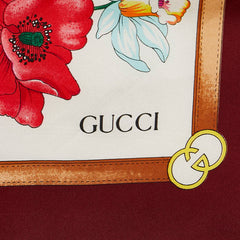 グッチ フローラ スカーフ ワインレッド マルチカラー シルク レディース GUCCI 【中古】