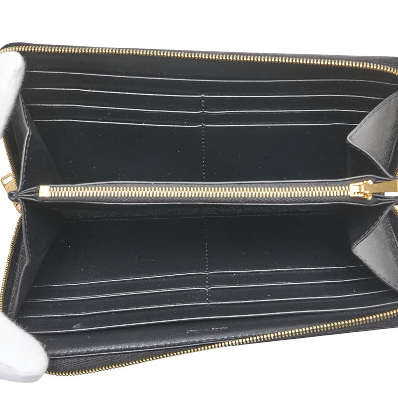 セリーヌ トリオンフ ラウンドファスナー 長財布 ブラック PVC レザー レディース CELINE 【中古】
