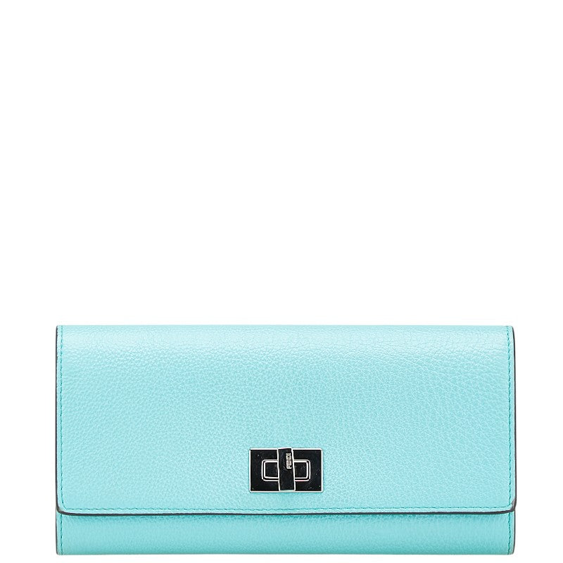 フェンディ ピーカブー 長財布 8M0427 ライトブルー レザー レディース FENDI 【中古】