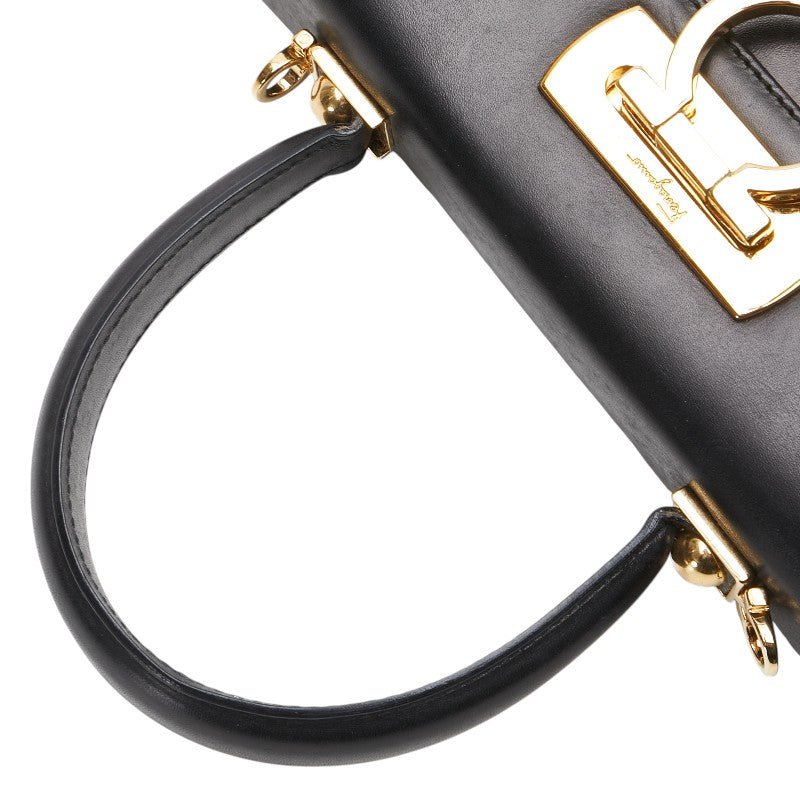 サルヴァトーレフェラガモ ガンチーニ ハンドバッグ ショルダーバッグ 2WAY O21 2181 ブラック レザー レディース Salvatore Ferragamo 【中古】