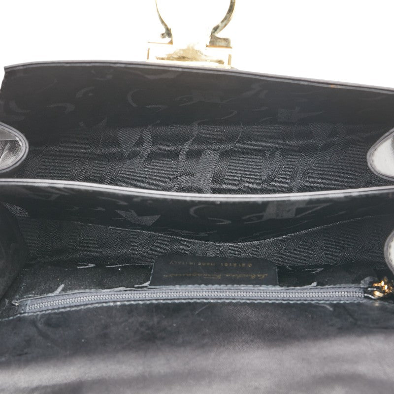 サルヴァトーレフェラガモ ガンチーニ ハンドバッグ ショルダーバッグ 2WAY O21 2181 ブラック レザー レディース Salvatore Ferragamo 【中古】