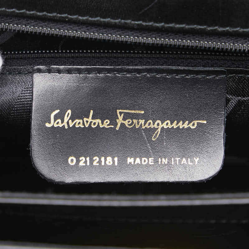 サルヴァトーレフェラガモ ガンチーニ ハンドバッグ ショルダーバッグ 2WAY O21 2181 ブラック レザー レディース Salvatore Ferragamo 【中古】