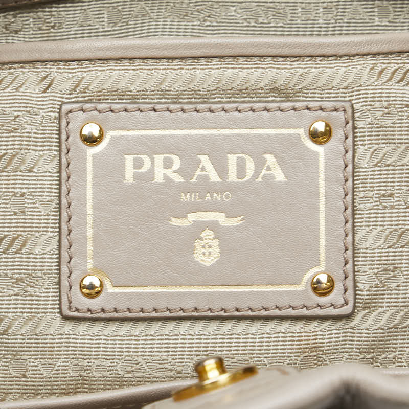 プラダ リボン ハンドバッグ ショルダーバッグ 2WAY ベージュ レザー レディース PRADA 【中古】