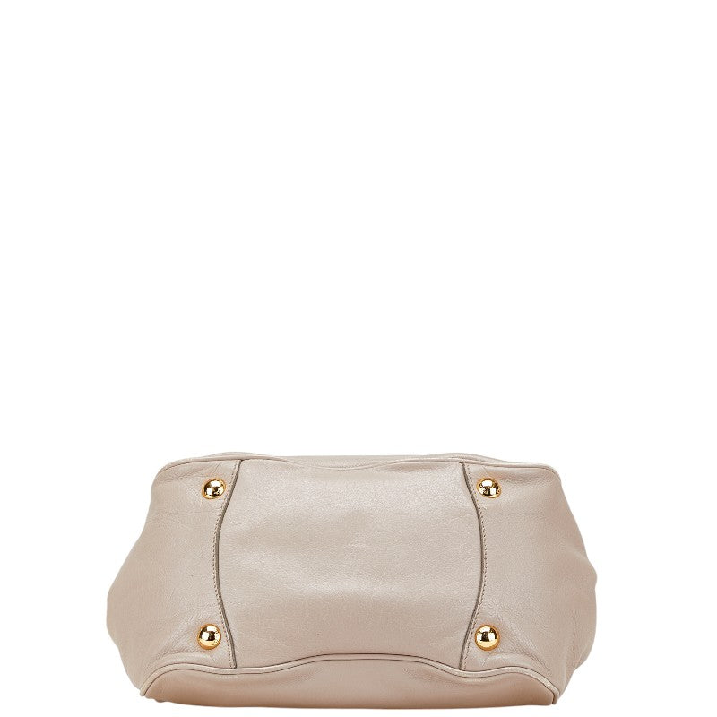 プラダ リボン ハンドバッグ ショルダーバッグ 2WAY ベージュ レザー レディース PRADA 【中古】
