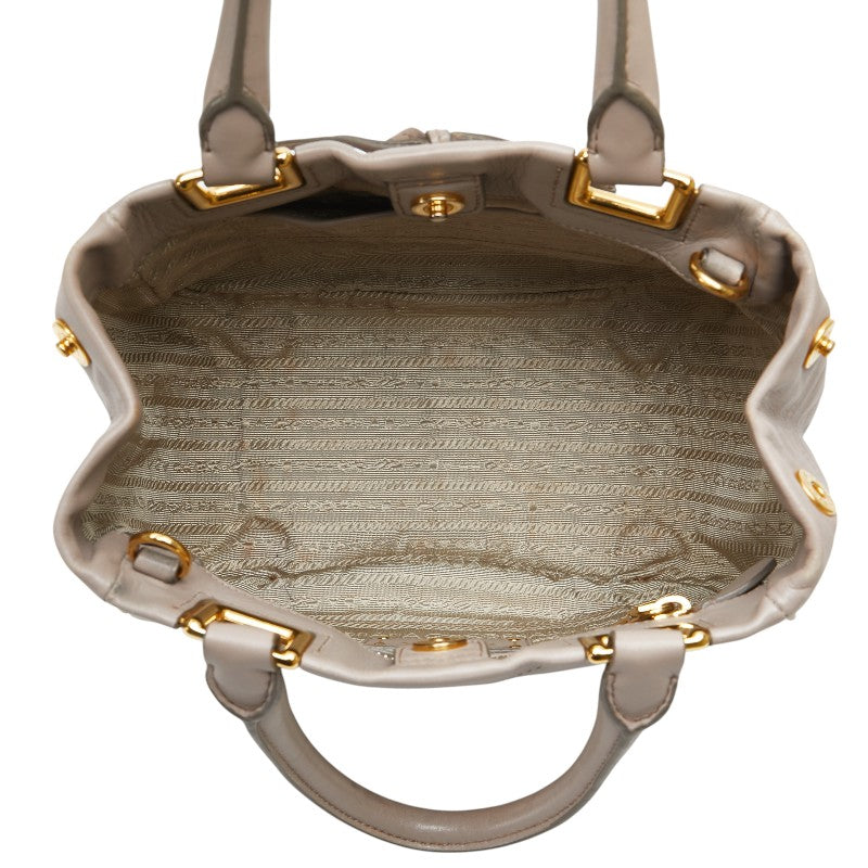 プラダ リボン ハンドバッグ ショルダーバッグ 2WAY ベージュ レザー レディース PRADA 【中古】