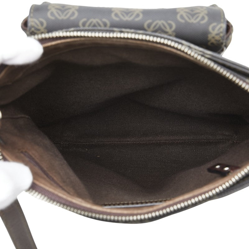ロエベ アナグラム 斜め掛け ショルダーバッグ ブラック ブラウン PVC レザー レディース LOEWE 【中古】
