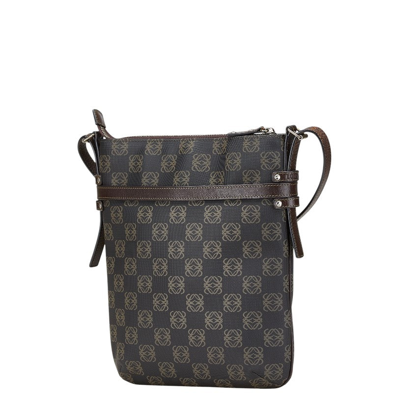 ロエベ アナグラム 斜め掛け ショルダーバッグ ブラック ブラウン PVC レザー レディース LOEWE 【中古】