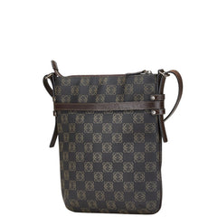 ロエベ アナグラム 斜め掛け ショルダーバッグ ブラック ブラウン PVC レザー レディース LOEWE 【中古】
