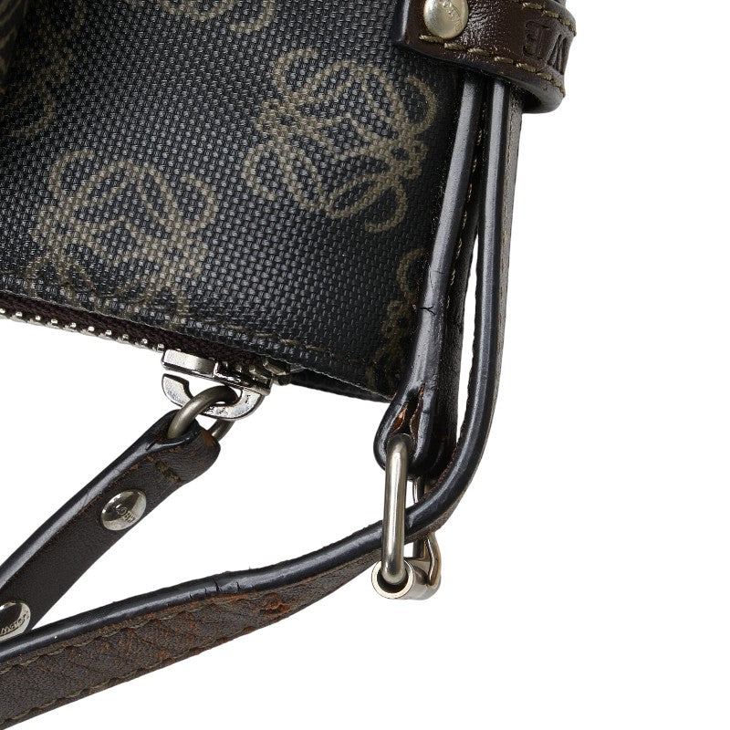 ロエベ アナグラム 斜め掛け ショルダーバッグ ブラック ブラウン PVC レザー レディース LOEWE 【中古】