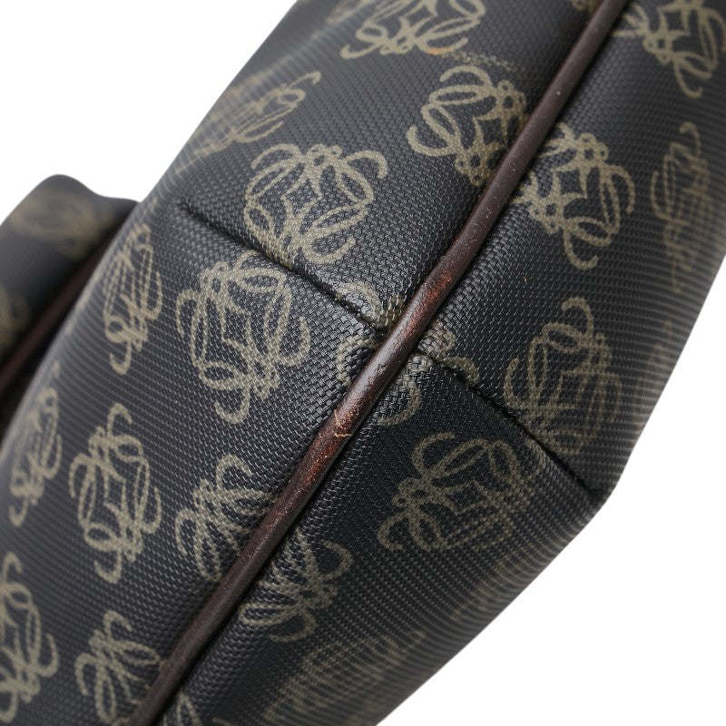 ロエベ アナグラム 斜め掛け ショルダーバッグ ブラック ブラウン PVC レザー レディース LOEWE 【中古】