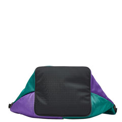 タケゾー トートバッグ ショルダーバッグ 2WAY グリーン パープル ナイロン レザー レディース 【中古】