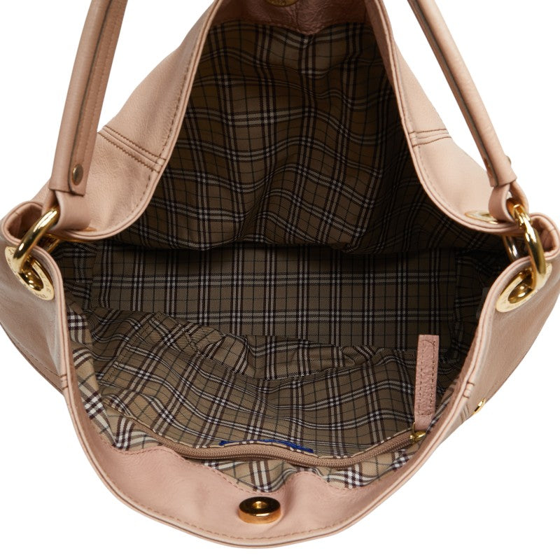 バーバリー ブルーレーベル チェック ワンショルダーバッグ ピンク レザー レディース BURBERRY 【中古】