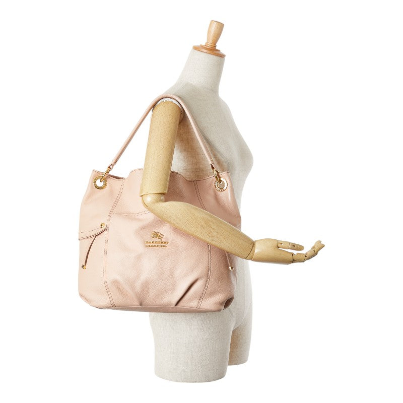 バーバリー ブルーレーベル チェック ワンショルダーバッグ ピンク レザー レディース BURBERRY 【中古】