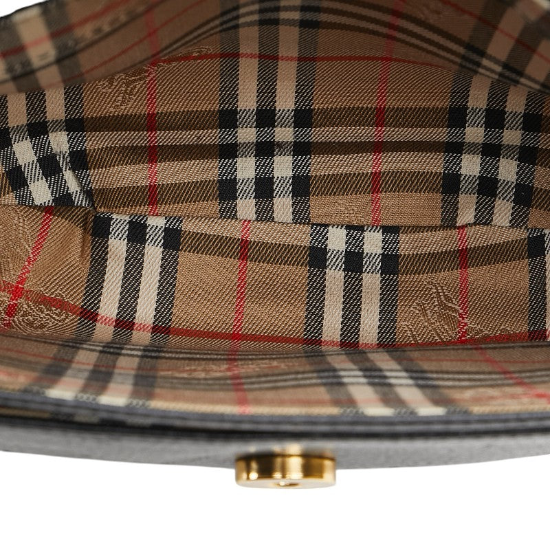 バーバリー ノバチェック シャドーホース 斜め掛け ショルダーバッグ ブラック レザー レディース BURBERRY 【中古】