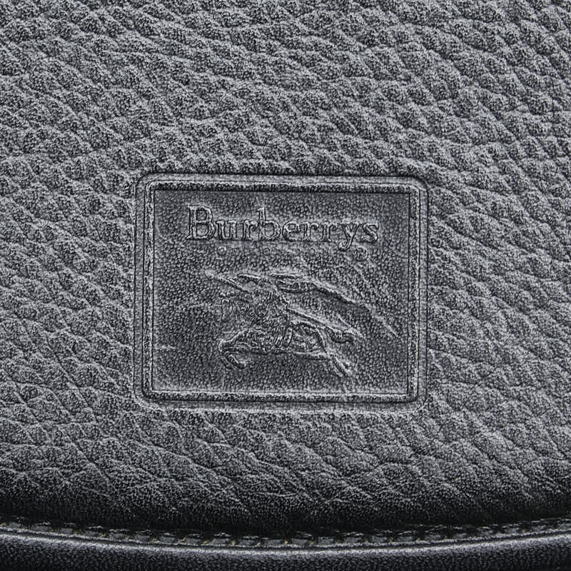 バーバリー ノバチェック シャドーホース 斜め掛け ショルダーバッグ ブラック レザー レディース BURBERRY 【中古】